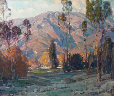  ??  ?? Hanson Duvall Puthuff (1875-1972), Where Hill and Valley Meet. Oil on canvas, 20 x 24 in. Estimate: $10/15,000