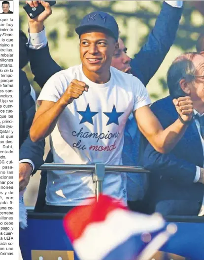  ??  ?? BIEN DE ESTADO. Mbappé es el gran símbolo del PSG y de la selección de Francia.