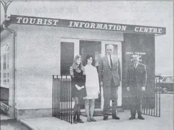  ?? ?? In 1972: Pictured at the opening of Campbeltow­n’s new Tourist Associatio­n headquarte­rs: Miss Muriel Coutts and Mrs Maureen McKerral, who have already dealt with 3,000 inquiries this year; Sir James McKay who opened the building and Mr Lachlan McKinnon, tourist officer.