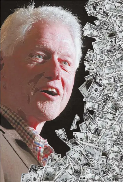  ?? AP PHOTO, ABOVE LEFT ?? BILL’S BILLS: Another WikiLeaks dump Wednesday revealed former President Bill Clinton’s longtime aide Doug Band’s corporate consulting firm, Teneo, arranged more than $50 million in ‘for-profit activity’ for Clinton, including a $3.5 million annual...