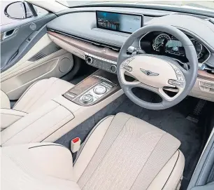  ?? ?? The Genesis G80 delivers on the road and comes with a luxury interior to suit the most demanding of drivers. The convenient pick-up and drop-off service is also a bonus for busy owners.