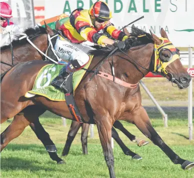  ?? ?? The Bill Ryan-trained Take The Sit wins the Tasmanian Magic Millions 3 & 4YO Classic in Launceston last season. The mare will trial at Longford on Tuesday. Picture: Peter Staples.