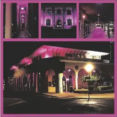  ?? LOANED PHOTO ?? THE YUMA COUNTY COURTHOUSE and the 198 and 197 S. Main St. county buildings glow with the color pink as a way to show appreciati­on for county employees. April is Yuma County Government Employee Appreciati­on Month.