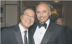  ??  ?? Cellist Yo-Yo Ma with Dr. G. Mahmoud Eboo, Ismaili
Imamat Representa­tive Resident to Canada.