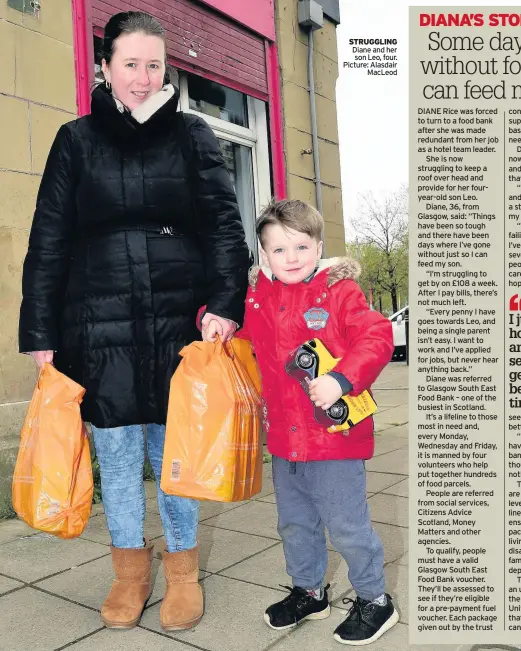  ??  ?? STRUGGLING Diane and her son Leo, four. Picture: Alasdair MacLeod