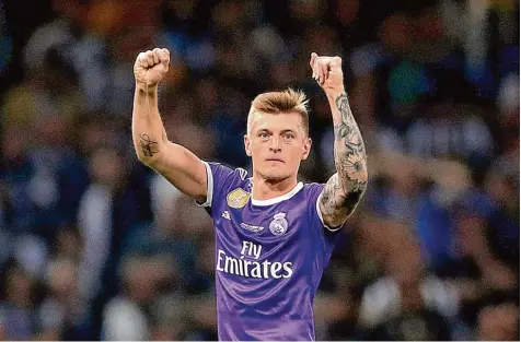  ?? Foto: Nick Potts, dpa ?? Toni Kroos steht mit Real Madrid mal wieder im Finale der Champions League. Gewinnt er es, hat er eine neue Bestmarke aufgestell­t.