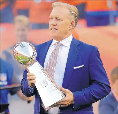  ?? JACK DEMPSEY/AP FILE ?? John Elway has spent 22 seasons with the Denver Broncos, including 16 as a player. In that time the Broncos have had two losing seasons and won three Super Bowls.