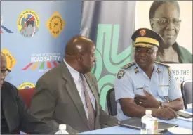  ?? Photo: Loide Jason ?? Crime report… Major general Elias Mutota and works minister John Mutorwa at the road safety campaign report launch in Windhoek.