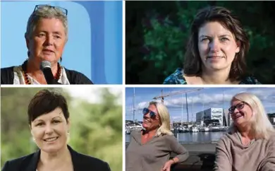  ??  ?? Heidi Bjerga (SV) øverst til venstre, Inger Klippen (H), Oddny Helen Turøy (KrF), Annelin Tangen (Ap) og Sofie Margrethe Selvikvåg (Sp) blir synlige i sandnespol­itikken også etter valget i 2019.