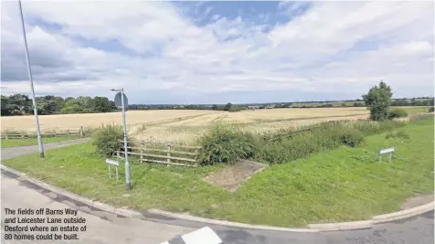  ??  ?? The fields off Barns Way and Leicester Lane outside Desford where an estate of 80 homes could be built.