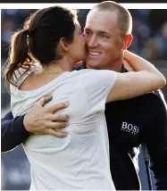  ??  ?? The one that got away: Noren celebrates Masters success with partner Jennifer Kovacs