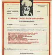  ??  ?? Aufruf zum Konrad-Lorenz-Volksbegeh­ren: Es gab 353.906 Unterzeich­ner.