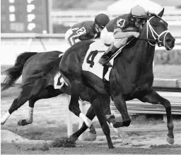  ?? LAUREN KING/COGLIANESE PHOTOS ?? Noble Indy, shown taking an allowance Jan. 11 at Gulfstream, most recently was third in the Risen Star Stakes last month.