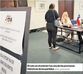  ?? FOTO: AGENCIAUNO ?? El voto en el exterior fue una de las promesas históricas de los partidos.