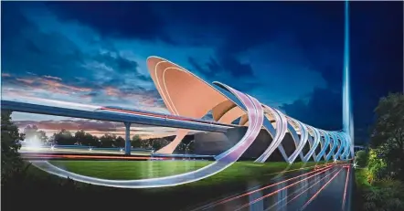  ??  ?? Shape of the future: Yee’s design, which he dubbed ‘Integratio­n of Two’, beat 91 other entries in the station facade design competitio­n.
