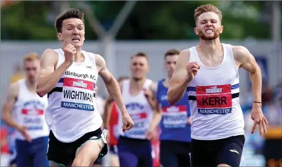  ??  ?? Josh Kerr just pips his compatriot Jake Wightman to the line in the 1500m, but both are set to make their Olympic debuts