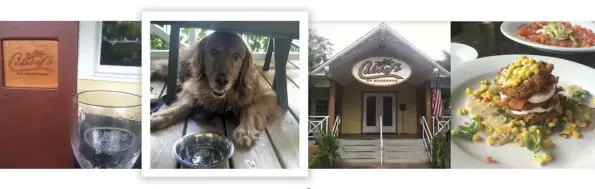  ??  ?? Located in a historic house turned restaurant, Cristof’s on McGregor ( top photos) uses local ingredient­s in dishes like fried green tomatoes with chipotle corn salsa and allows dogs to accompany diners on its patio.
Ford’s Garage in downtown Fort...