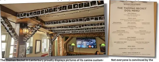  ?? Picture: Chris Lurcook ?? The Thomas Becket in Canterbury proudly displays pictures of its canine customers