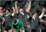  ?? NZPA ?? Hayden Triggs, centre, celebratin­g the Māori All Blacks’ win over Ireland in Rotorua in 2010.