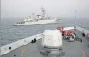  ?? COURTESY: CHINA MILITARY ONLINE / FILE ?? Guided missile frigate Handan.