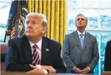  ?? Anna Moneymaker / Getty Images ?? House GOP leader Rep. Kevin McCarthy of Bakersfiel­d ( right) has been one of President Trump’s main allies in Congress.