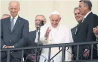  ?? CHERYL DIAZ MEYER TRIBUNE NEWS SERVICE FILE PHOTO ?? Pope Francis, middle, has persisted with his full-throated support of new U.S. President Joe Biden, left, despite the protests of some U.S. bishops within the church.