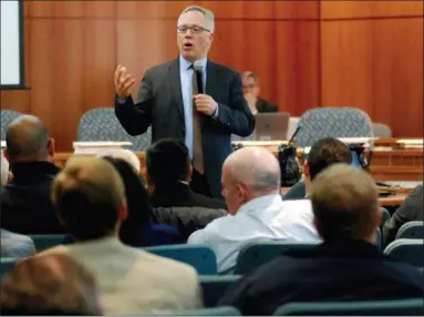  ?? MORGAN LEE — THE ASSOCIATED PRESS ?? In this Monday, Jan. 15, 2018 file photo, attorney and human resources consultant Edward Mitnick of Just Training Solutions provides mandatory anti-harassment training to New Mexico state lawmakers in Santa Fe, N.M. The training is part of an effort to...