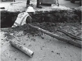  ??  ?? A cutout section of a lead water pipe removed by a Denver Water crew in December 2019.