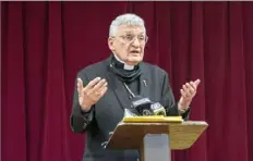  ?? Ariana Shchuka/Post-Gazette ?? Bishop David Zubik makes a statement to the press at Little Sisters of the Poor in Pittsburgh after the U.S. Supreme Court overturned the landmark Roe v. Wade case on Friday.