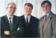  ??  ?? Le trio fondateur d’Infogrames Bruno Bonnell, Christophe Sapet et Thomas Schmider au début des années 1990.