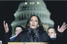  ?? AP PHOTO — JOSE LUIS MAGANA, FILE ?? In this Jan. 19, 2018, file photo Sen. Kamala Harris D-Calif., speaks during a rally in support of the Deferred Action for Childhood Arrivals (DACA), and to avoid the government shut down on Capitol Hill in Washington.