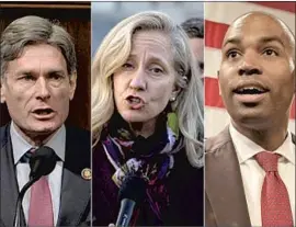  ??  ?? DEMOCRATIC Reps. Tom Malinowski, left, Abigail Spanberger and Antonio Delgado are focusing on legislatio­n that has positively affected their districts.
