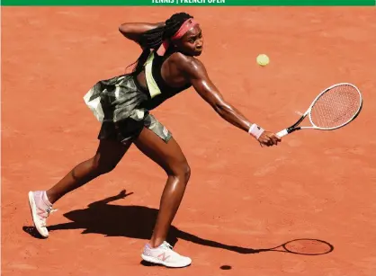  ?? CLIVE BRUNSKILL Getty Images ?? Delray Beach resident Coco Gauff returns a backhand during her 7-6 (8-6), 6-3 loss to Barbora Krejcikova of Czech Republic in the quarterfin­als of the French Open.