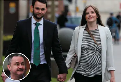  ??  ?? Daniel McArthur and his wife Amy arrive at the Royal Courts of Justice in Belfast and (inset) campaigner Gareth Lee