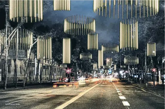  ?? GE STAMIENTO DE BAR E ONA ?? Esta imagen virtual muestra cómo lucirá la Gran Via durante estas Navidades