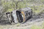  ?? — AFP ?? PUEBLO VIEJO: Handout picture shows the remains of a tanker truck carrying fuel that caught fire, in Pueblo Viejo, north of Bogota, Colombia on July 6, 2020.