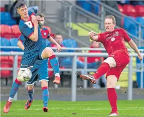  ??  ?? Ally MacDonald gets himself on the scoresheet for Brora