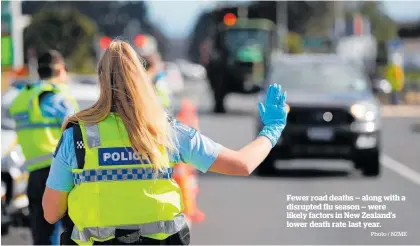  ?? Photo / NZME ?? Fewer road deaths — along with a disrupted flu season — were likely factors in New Zealand’s lower death rate last year.