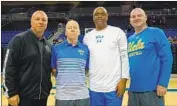  ??  ?? BRUINS’ coaching staff from left: Darren Savino, Mick Cronin, Rod Palmer and Michael Lewis.