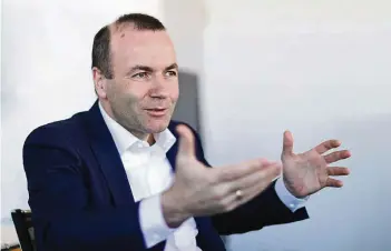  ?? FOTO: ANDREAS KREBS ?? Manfred Weber (45) ist Fraktionsc­hef der Europäisch­en Volksparte­i im Europaparl­ament.