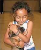  ?? Diane Wagner / RN-T ?? Maliya Hightower, 5, plays with one of the puppies too young to be adopted from PAWS.