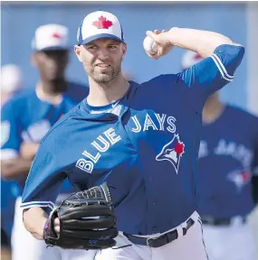  ?? — CP FILES ?? Reliable southpaw J.A. Happ has been named the opening day starter for the Toronto Blue Jays. The Jays launch their 2018 campaign next Thursday against the New York Yankees.