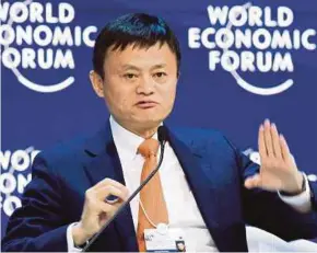  ?? AFP PIC ?? Alibaba executive chairman Jack Ma says technology should always give people new opportunit­ies, not remove them.