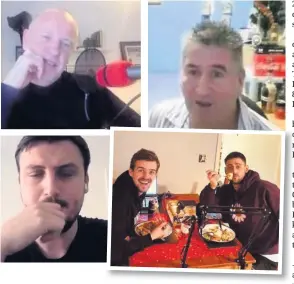  ??  ?? Blake’s podcasts have got him noticed by TV pundit Tim Lovejoy, top left. He has interviewe­d stars including Nigel Callaghan, top right, and George Thorne, bottom left, as well as making Christmas dinner for actor Michael Socha