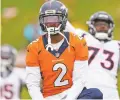  ?? DAVID ZALUBOWSKI/ASSOCIATED PRESS FILE PHOTO ?? Broncos cornerback Pat Surtain II takes part in drills during an training camp last month at the team’s headquarte­rs in Englewood, Colo.