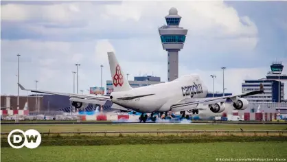  ?? ?? The Cargolux plane flew from Johannesbu­rg to Amsterdam via Nairobi