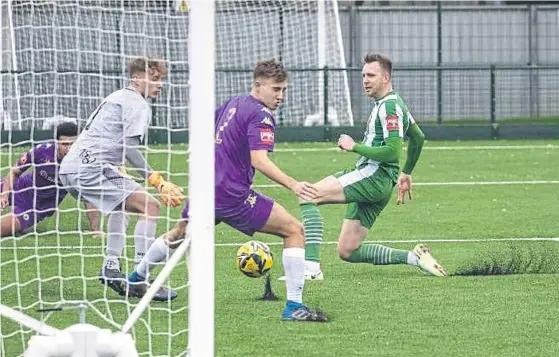  ?? ?? Burgess Hill Town concede one of their three goals against Chichester City on Saturday | Picture: Neil Holmes