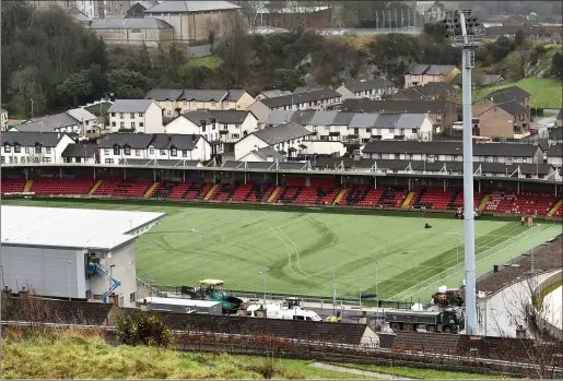  ??  ?? A general view of the refurbishe­d Brandywell Stadium ahead of the start of the 2018 SSE Airtricity League season. Pic: Oliver McVeigh/Sportsfile