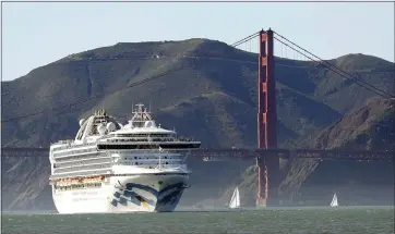  ?? SCOTT STRAZZANTE — SAN FRANCISCO CHRONICLE VIA AP ?? California’s first coronaviru­s fatality is an elderly patient who apparently contracted the illness on a cruise on the Grand Princess, authoritie­s said Wednesday. The ship is scheduled to return to San Francisco today.