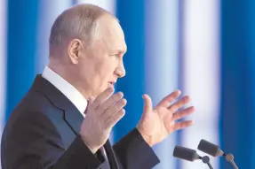  ?? ?? l El presidente ruso, Vladimir Putin, anuncio la suspensión del pacto nuclear que tenía con Estados Unidos.